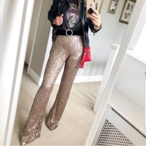 {Zara} Full Length Sequin Stretch Pants (Rare Large}